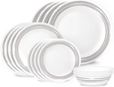 Corelle Brushed Silver 16pc, Service for 4, Dinnerware Set, 12 plates 4 bowls, Chip & Break Resistant, Dinner Plates and Dinner Bowls, Corelleware Plates