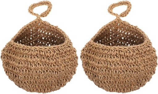 [BRSRAGIEB4NBGHLO] 2pcs Wall Hanging Fruit Bowl Baskets for Kitchen Counter Kitchen Fruit Organizer Bohemia Style Handwoven Vegetables Net Bag