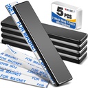 MIKEDE Neodymium Magnets, 5 Pack Black Super Strong Magnets Bar, Waterproof Heavy Duty Magnet with Adhesive Backing, Rare Earth Small Magnet Strips for Fridge, DIY, Craft, Science - 60x10x3 mm