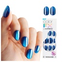 KISS colorFX by imPRESS Press On Nails , ‘Reconnect’, Solid Blue with Pearlescent Finish, Short Oval, IMPROVED adhesive, Includes 30 Fake Nails, Prep Pad, 1 Manicure Stick, 1 Mini Nail File