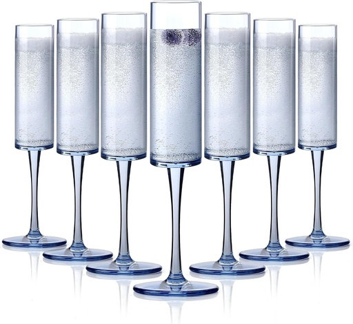 [BRSRAZLRDN4AMHQY] 16 Pack Plastic Champagne Flutes, 5.5 Oz Unbreakable Goblet Glasses Reusable Champagne Toasting Cups - Modern & Elegant for Wedding Party Anniversary Christmas Birthday (5.5oz-Blue-16pack)