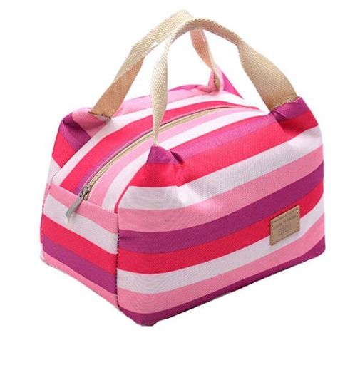 [BRSWYYAKDMPROH3Z] WOIWO Stripe Tableware Keeps Cold Lunch Insulation Bag Waterproof Portable Lunch Bag Insulation Bag Lunch Bag