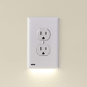 2 Pack - SnapPower GuideLight [For Duplex Outlets] - Replaces Plug-In Night Light - Electrical Receptacle Wall Plate With LED Night Lights - Auto On/Off Sensor - (Duplex, White)