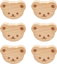 MOROBOR 6PCS Bear Shaped Wooden Knobs Single Hole Beech Wood Handles Wood Cupboard Cabinet Handles Knobs for Chest of Drawers with Screws& Expansion Tube