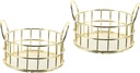 2Pcs Round Storage Box Desktop Metal Wire Storage Basket with Cat Ear Iron Grid Tray for Home Office Organizing Fruit Snack Makeup Container Basket