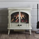 Modern Ember Harlowe Freestanding Electric Fireplace Stove Heater in Cream with Multi-Color Ember Bed | Smart Technology | Alexa/WiFi Enabled | 1500W | Indoor Portable Heater | Safety Shutoff