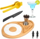 Cocktail Set Bartender Kit,Salt Rimmer for Cocktails,6-Piece Set Margarita Salt Rimmer Set,Margarita Rimmer Set,Include juicer Paring Knife Ounce Cup Liquor Bottle pourers