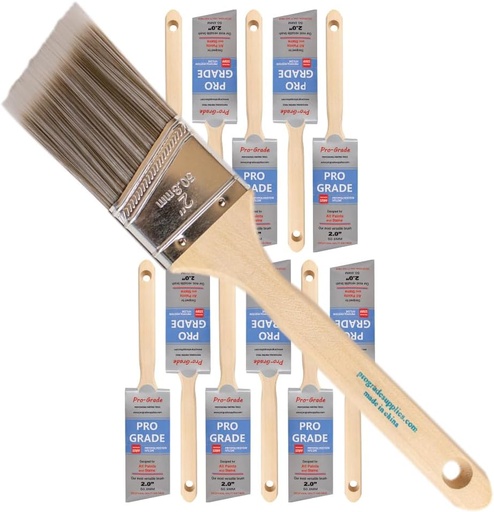 [BRSWKFQ5AYNAKGTO] Pro Grade - Paint Brushes - 12Ea 2" Angle Brushes