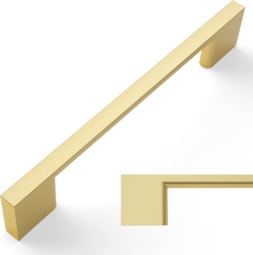 [BRSROC32DF7BEDLD] Amerdeco 10 Pack Brushed Gold Cabinet Pulls 5 Inch(128MM) Hole Centers Kitchen Cabinet Handles Cabinet Hardware Zinc Pull Handle Easy to Install ZH0060