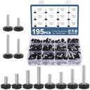 OCR 195PCS 12 Size Thumb Screws Carbon Threaded Knurled Knob Mounting Screw Grip Knobs Handle Bolts Round Clamping Screws Hose Clips for Kinds of Stand and Machine(M4、M5、M6)
