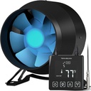 TerraBloom 4 Inch Inline Fan EC - Quiet HVAC Grow Tent Fan with 0-100% Temperature Thermostat Speed Controller - Premium Metal Casing 40-75% Energy Efficient EC Motor - For Large Spaces