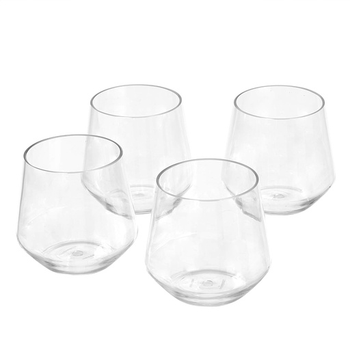 [BRSWY23RPIBA2CLL] Amazon Basics Tritan Glasses, Dishwasher Safe, BPA-Free Plastic, Stemless Wine, Shatterproof, 14-oz, Clear, Set of 4