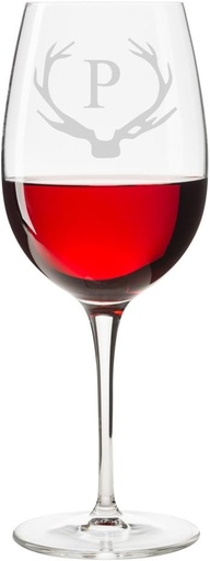 [BRSWGZ34CB5B6D3H] Antler Initial Wine Glass 18-ounce, Letter P