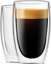 LUXU 16 Oz Double Walled Glass Coffee Mugs,2-Pack Premium Coffee Cups,Double Wall Insulated Glass Coffee Cups,Clear Borosilicate Glasses Mugs,Perfect for Cappuccino,Espresso,Hot Beverage and Beverage.