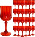 Plastic Wine Glasses, Plastic Goblets Vintage Style Cordial Drinking Glasses for Wedding Reception, Grand Event Party Supplies, Valentine's Day (24, Red)