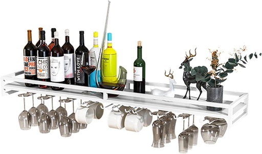 [BRSRAFQBOEORM3A4] Wall Mounted Wine Rack, Wine Champagne Glass Goblets Stemware Rack Holder Long Horizontal Small Wine Storage Display Shelf Organizer for Bar, Wine Cellar, Kitche - White/100 * 20 * 8.5Cm