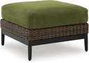 Signature Design by Ashley Horizon Hall Casual Nuvella Weather Resistant Fabric Square Outdoor Ottoman with Cushion, Green & Light Brown