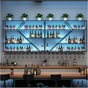 Large Wine Rack Wall Mounted with LED Light for Bar,Wall Wine Storage Racks with Wine Glass Holder,Metal Floating Shelves,Hanging Liquor Shelf,Iron Wine Stand,for Wine Cellar Kitchen Decor(S