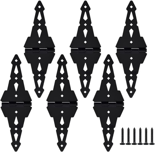 [BRSWYAY5CNYQKFAZ] HOME MASTER HARDWARE 8 inch Gate Hinges,Heavy Duty gate Hinges,Wood Gate Hinges for Wooden Fences for patios, barn Doors, Yard gate,with Screws, Black, (6 Pack)