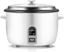 Commercial Rice Cooker, Large Capacity 30-Cup (UnCooked), 60-Cup (Cooked) with One Touch Operation and 12-Hour Keep Warm, Easy to Use and clean, 1600W, White
