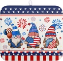 Patriotic Gnome Drying Mat 16x18 Inch American Memorial Day Independence Day Microfiber Dish Drainer Super Absorbent Dish Rack Mat for Kitchen Counter Holiday Decor