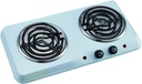 Courant Double Burner, 1700W Hot-Plate, White Countertop Burner, Portable Electric Cooktop, White, CEB2183W