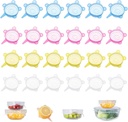 24 Pieces Silicone Stretch Lids Reusable Expandable Silicone Can Lids Round Elastic Container Lids Food Storage Covers for Cups, Mugs, Soda, Small Bowl Fruits, Canning (2.6'' Diameter)