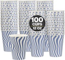 Smygoods Disposable Coffee Cups, To Go Paper Hot Cups, Blue Wave Design (12 OZ, 100 Count) For Hot Beverages, Coffee, Tea, Espresso, Cocoa - Vasos Para Cafe