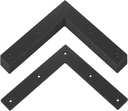6 Pack Black Flat L Bracket, 9-1/2" x 1-5/8" Flat Corner Braces Mending Plate for Wood, 1/8" Thick