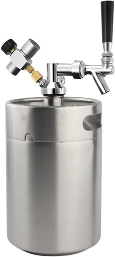 [BRSREHT3CIJRUEY3] 1Pcs Pressurized Keg System 5L Mini Keg Growler & Beer Faucet & Co2 Regulator Portable Draft Beer Dispenser(Silver)