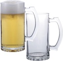 Chefcaptain Giant 26 Oz Beer Mug Glasses With Handles, Pack Of 2, Thick Zero Lead Glass (Classic)