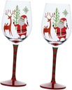 2pcs Santa Crystal Wine Goblets Christmas Party Supplies for Holiday Celebrations Eye-catching Stemware for Wine Beverages Safe Material for Ages