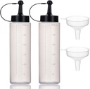 Condiment Squeeze Bottles for Sauces, 300ml/10oz Plastic Translucent Narrow-mouth Squirt Bottles Ketchup Oil Vinegar Syrup Honey, Liquid Dispenser Set, Kitchen Art and Crafts, 2 Pack