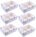 KICHOUSE 10pcs Eco-friendly Dessert Packaging Marbled Egg Tart Cake Boxes Window Muffin Cupcake Egg Tart Inserts