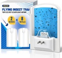 2 Flying Insect Trap & 8 Refills, Plug in Fruit Fly Traps for Indoors, Bug Catcher for Mosquitoes, Moths, Fruit Flies, Gnat Traps for House Indoor | Safe Blue & UV Light Attraction