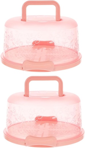 [BRSREZYHCICGM3DX] HEALLILY Portable Cake Box Container with Handle 2pcs Pp Material Round Cake Carriers for Travel Storage