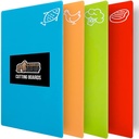 GORILLA GRIP 100% BPA-Free Flexible Cutting Board Set of 4, Durable Plastic Mats with Food Icons for Meal Prepping, Large Kitchen Chopping Mat, Use for Meat Fish Vegetables Fruit, 15x12, Multicolor
