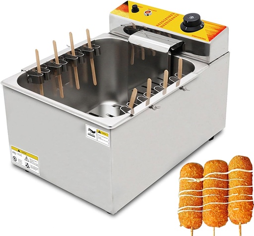 [BRSREYDQAEFG2F3X] Automatic Corn Dog Fryer, Electric Corndog Maker Machine, Commercial Corn Dog Deep Fryer, 12L Cheese Hot Dog Stick Maker, Sausage Frying