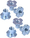 T Nuts 3/8"-16,Hincell 25pcs Zinc Plated Steel T-Nut 4 Pronged Tee Blind Nuts Assortment Kit for Wood, Rock Climbing Holds, Cabinetry, Furniture,etc.