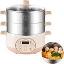 Joydeem Electric Food Steamer for Cooking, 2-Tier Stainless Steel Vegetable & Food Steamers, 15L/15.9 qt Large Capacity, JD-DZG15B