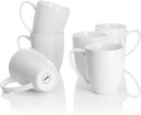 Sweese Porcelain White Coffee Mugs - 12 Ounce - Set of 6, Coffee Cups for Latte, Hot Tea, Cappuccino, Mocha, Cocoa, Festival Gift, Microwave Safe ﻿