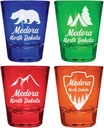 Medora North Dakota Souvenir 4-Pack Multicolor Engraved Round Shot Glasses Camping and Outdoors Set