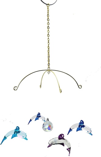 [BRSWYFQTCQGRE33A] Crystal Castle Glass Dolphins, Includes Stand - Set of 4