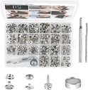 213-Piece Canvas Snap Kit, Stainless Steel Snaps Marine Grade for Boat Cover, 3/8" Stainless Steel Snaps with Setting Tool, Marine Snap Kit for Boat Cover, Awning, Furniture, Tarpaulin (Silver)