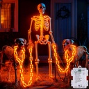 Joomer Chain Lights Halloween Decorative Battery Operated - 9.5 FT 160 LED Waterproof String Lights with Timer Function 8 Lighting Modes for Outdoor Indoor Halloween Decor (Orange)