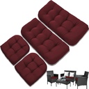Waterproof Wicker Chair Cushions of 4 Pieces Premium Thick Cushions, All Weather Outdoor Loveseat Cushions for Patio Seat, 2 Loveseat and 2 U-Shaped Cushions, Red