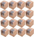 OUNONA 20pcs Individual Cupcake Boxes Inserts and Window Portable Paper Packaging for Tarts and Pastries for Weddings and Special Occasions