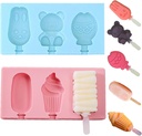 two-piece Cartoon Popsicle Molds, Food Grade BPA-Free Silicone Ice Cream Maker Kit with Lids & Sticks, Easy Release for Homemade Yogurt, Chocolate, Cake DIY (Animal Shapes)