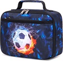LEDAOU Lunch Box Kids Boys Girls Lunch Bag Insulated Lunch Box Toddler Reusable Lunchbox for School Picnic Hiking (Soccer Blue)