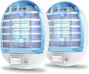 2 Pack Bug Zapper Indoor, Electronic Mosquitoes Killer Zapper with Blue Lights for Living Room, Baby Room, Kitchen, Bedroom(1124)